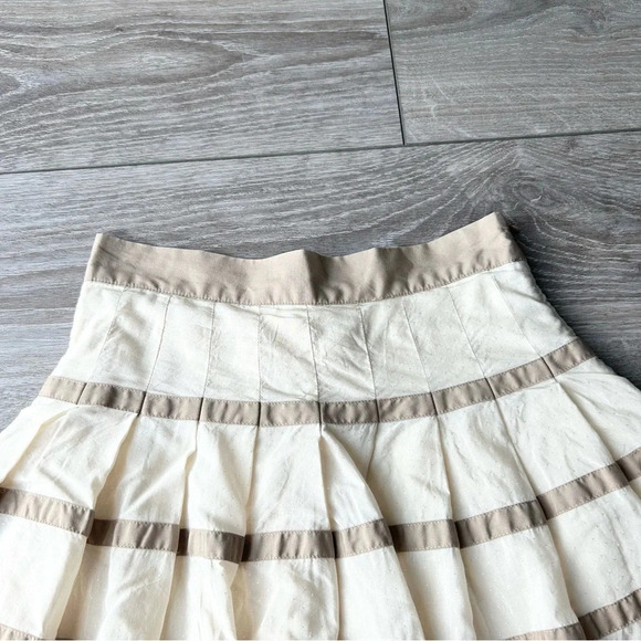 Club Monaco Ivory Tan Striped Pleated Circle Skirt - Picture 4 of 11